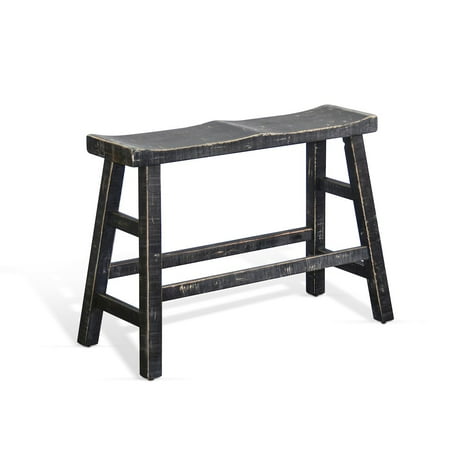 Sunny Designs Marina 24" Farmhouse Mahogany Wood Bench in Black Sand