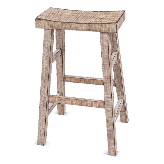 Sunny Designs Marina 30" Wood Saddle Seat Stool in Beach Pebble Beige (Set of 2)