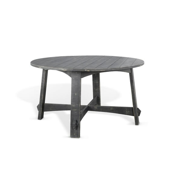 Sunny Designs Marina 54" Round Farmhouse Mahogany Dining Table in Black Sand