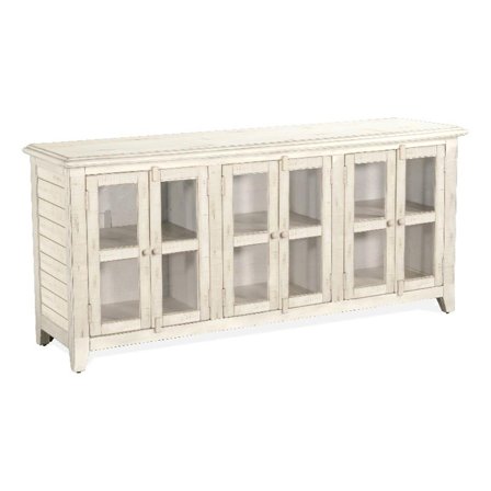 Sunny Designs Marina 70" Farmhouse Mahogany Wood TV Console in White Sand