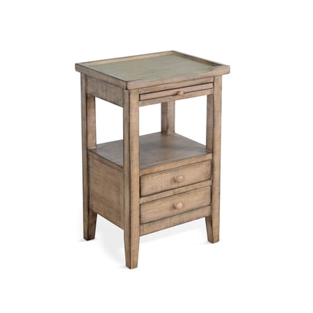 Sunny Designs Marina Beach Pebble Solid Wood and Veneers Side Table