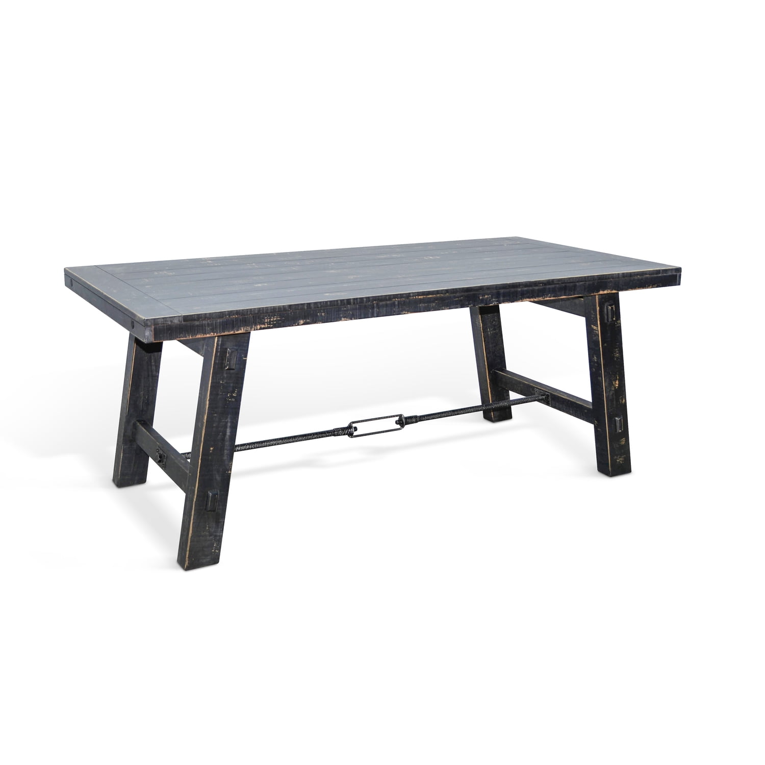 Reclaimed Mahogany Black Sand Extendable Dining Table
