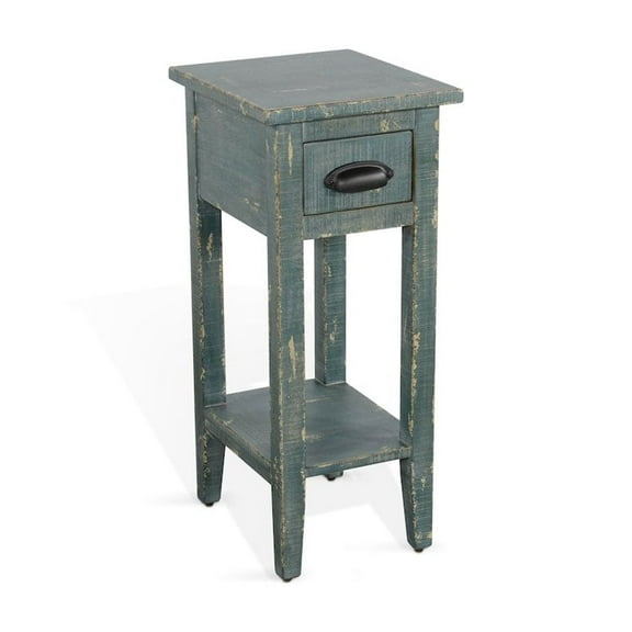 Sunny Designs Marina Farmhouse Mahogany Wood Chair Side Table in Sea Grass Green