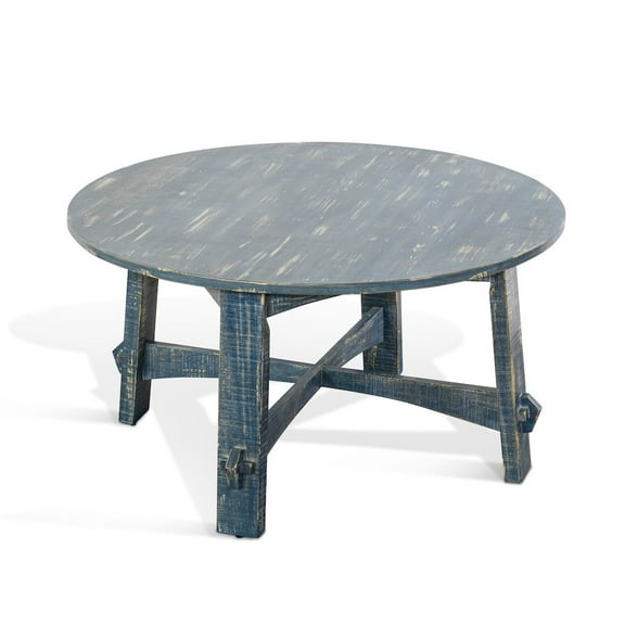 Sunny Designs Marina Farmhouse Mahogany Wood Coffee Table in Ocean Blue
