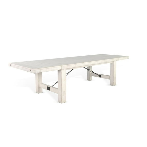 Sunny Designs Marina Farmhouse Mahogany Wood Extension Table in White Sand