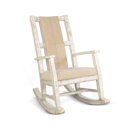 Sunny Designs Marina Mahogany Rocking Chair with Cushion Seat & Back in White