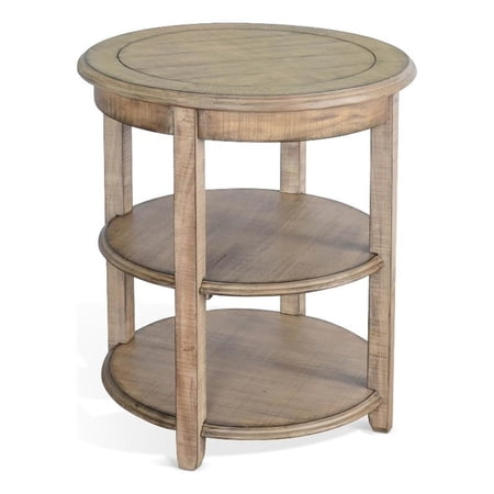 Sunny Designs Marina Oak Beach Pebble Solid Wood and Veneers Side Table