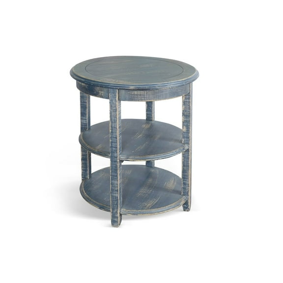 Sunny Designs Marina Ocean Blue Solid Wood and Veneers Side Table