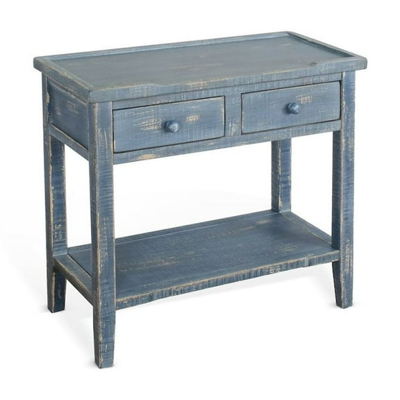 Sunny Designs Marina Ocean Blue Wood Side Table