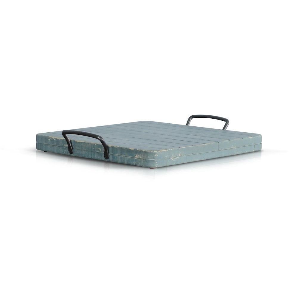 Mahogany Sea Grass Green Distressed Wood Ottoman Tray