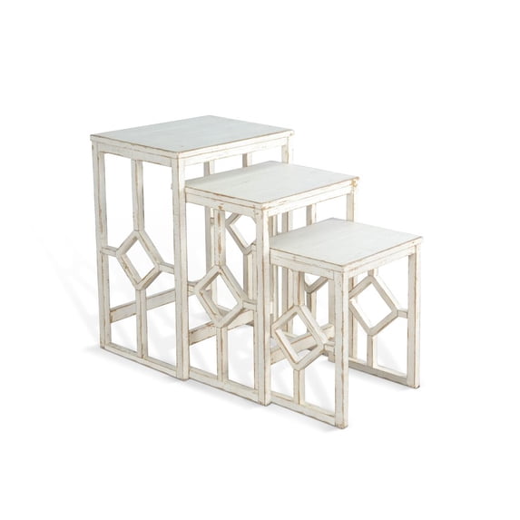 Sunny Designs Marina White Sand Nesting Table