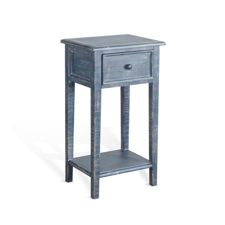 Sunny Designs Marina Wood Ocean Blue Side Table with Drawer