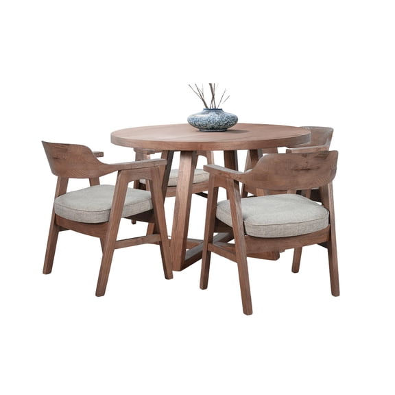 Sunny Designs Mia 5-Piece Round Solid Wood Dining Set in Cinder Finish