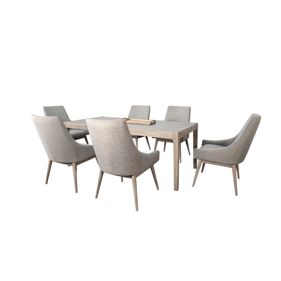 Sunny Designs Modern Blair 7-Piece Dining Set in Frost Gray/Wheat