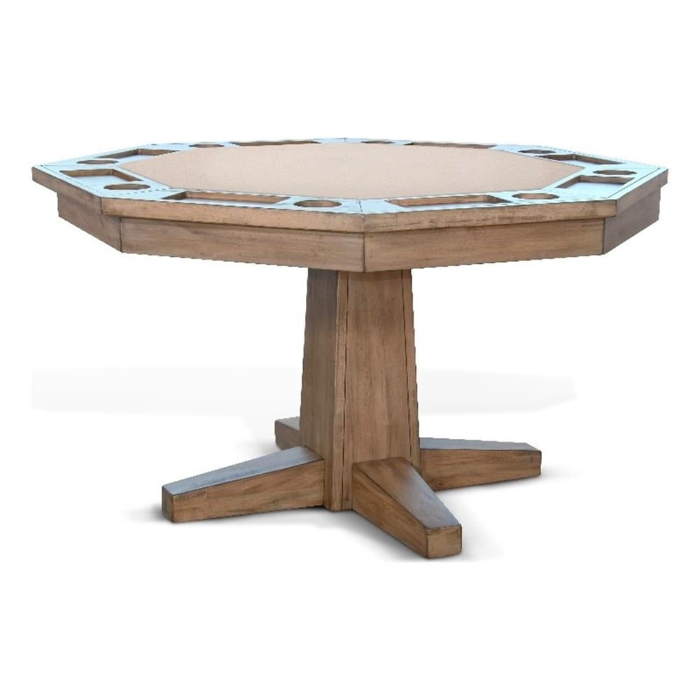 Buckskin Natural Finish Reversible Wood and Felt Poker Table