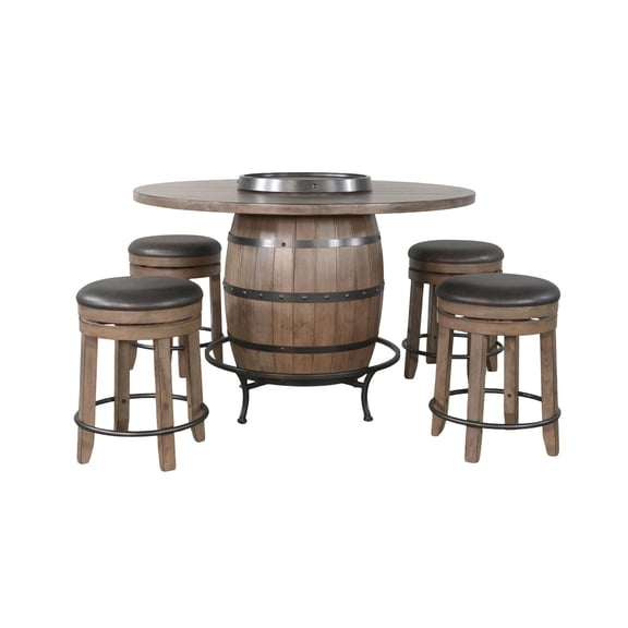 Sunny Designs Round Pub Table with Wine Barrel Set