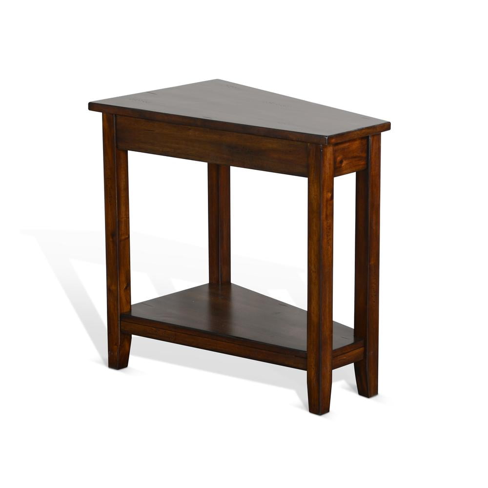 Traditional Dark Chocolate Triangular Wood Side Table