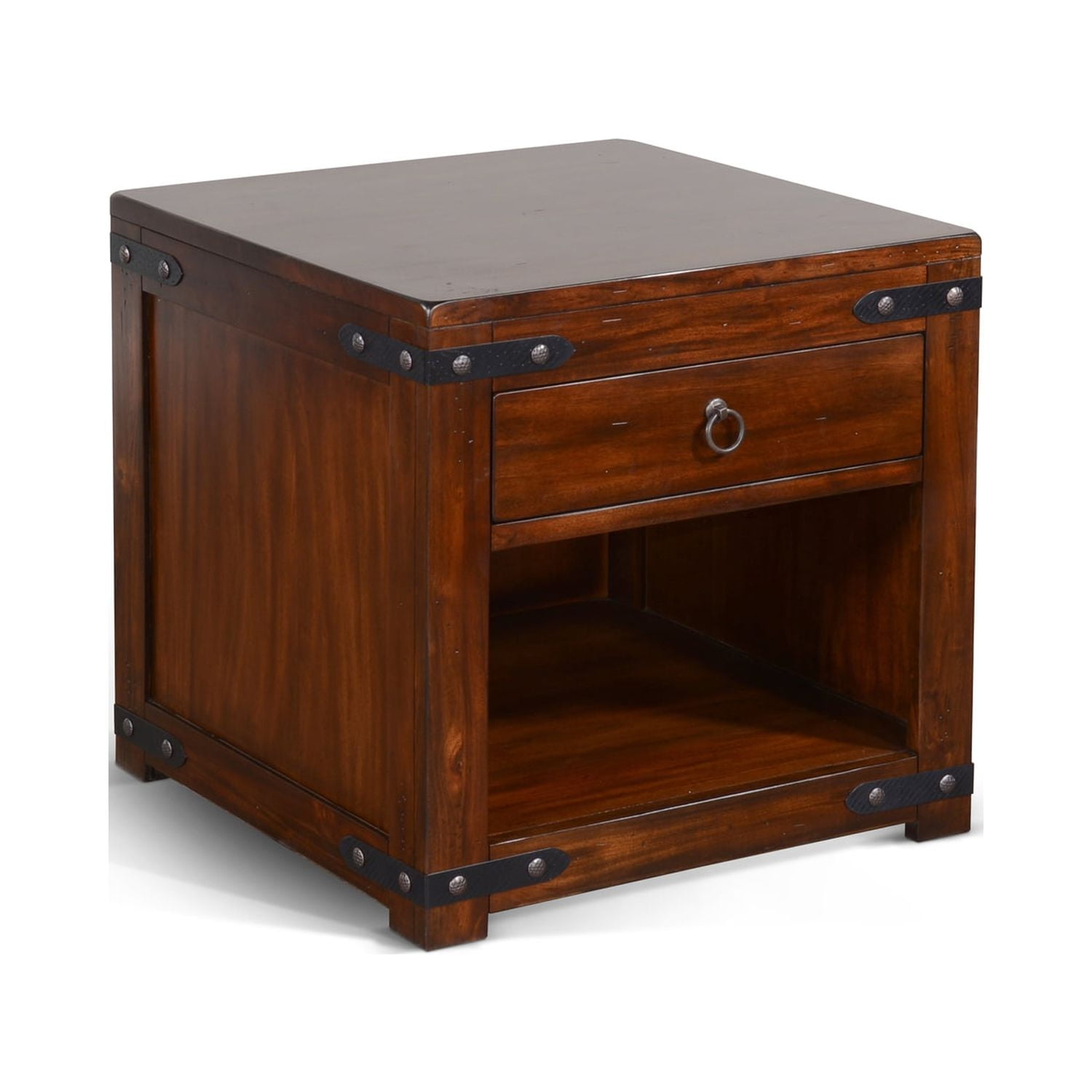 Mahogany Dark Wood Rectangular Accent Table with Storage