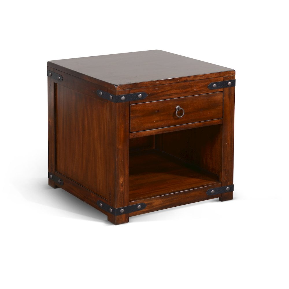 Mahogany Dark Wood Rectangular Accent Table with Storage