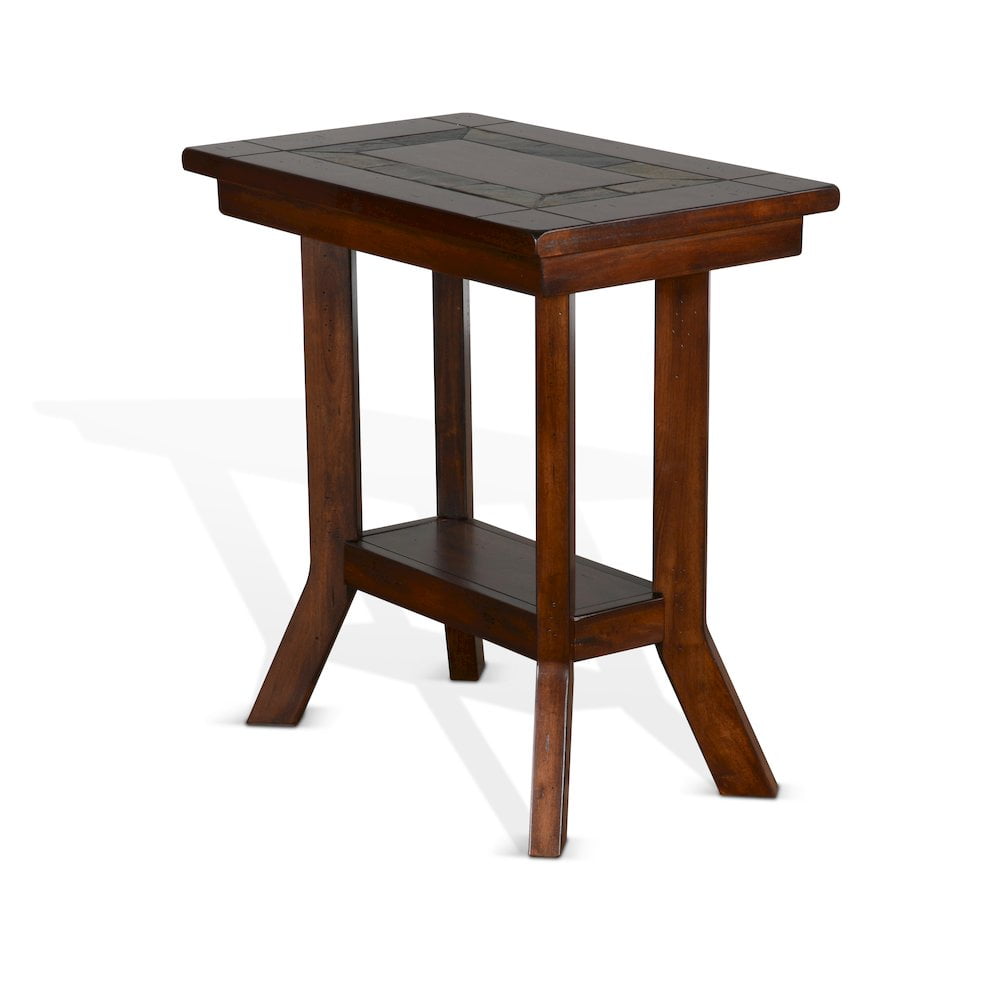 Santa Fe Dark Chocolate Mahogany and Slate Chairside Table
