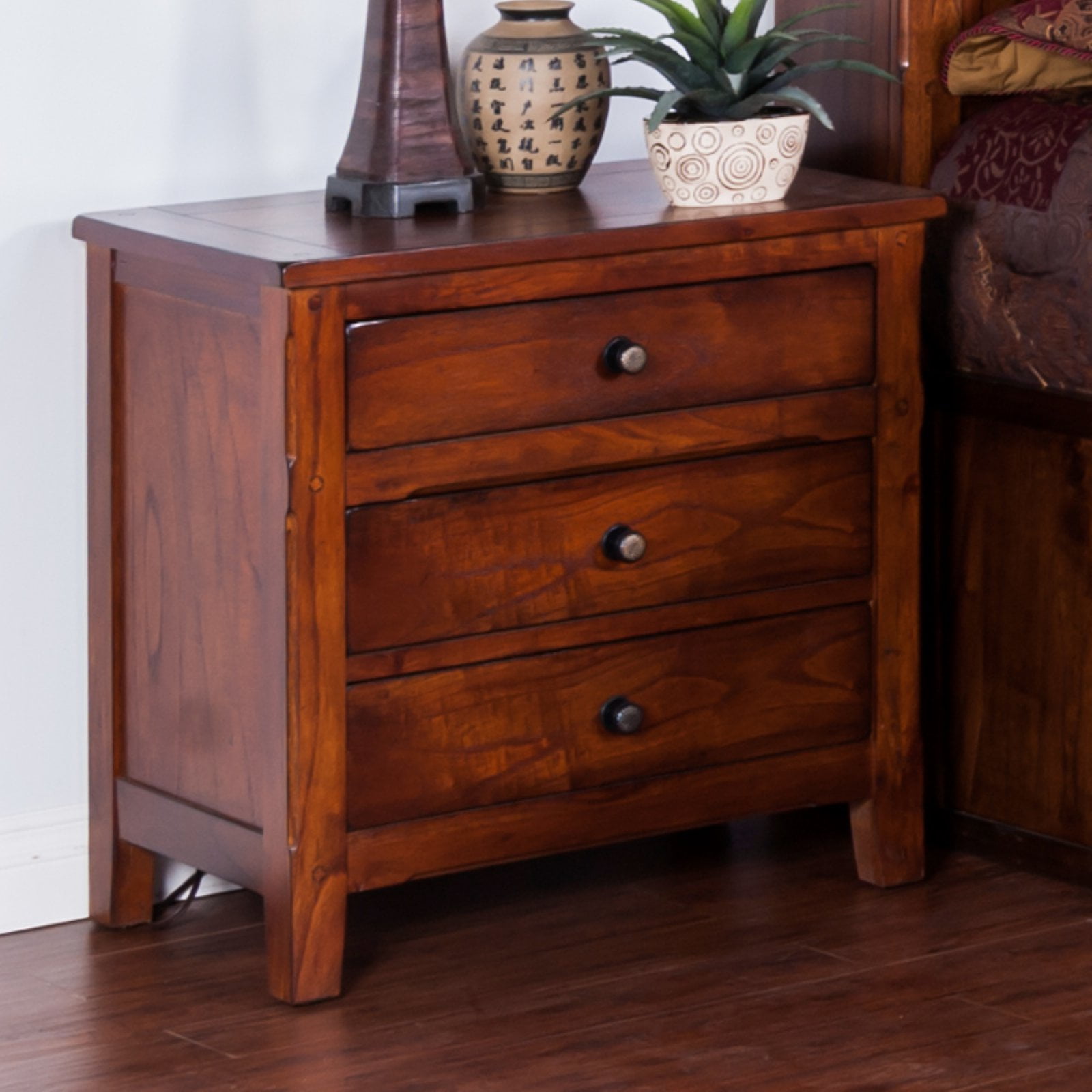 Santa Fe Dark Chocolate 3-Drawer Wood Nightstand