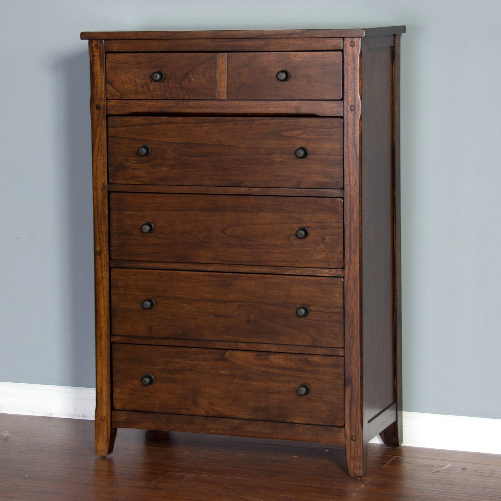 Dark Chocolate 37.5" Transitional Wood Chest with Soft Close Drawers