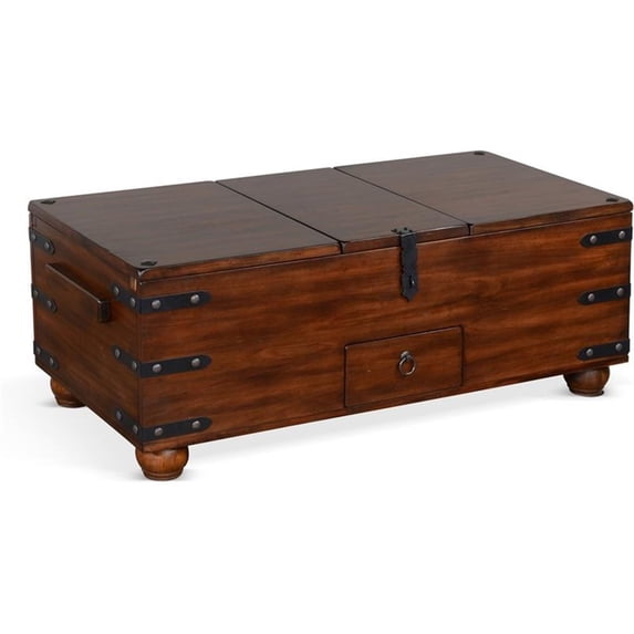 Sunny Designs Santa Fe 48" Traditional Wood Trunk Coffee Table in Dark Chocolate