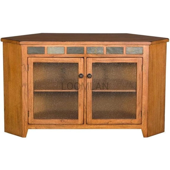 Sunny Designs Sedona Wood Corner TV Console for TVs up to 60" in Rustic Oak