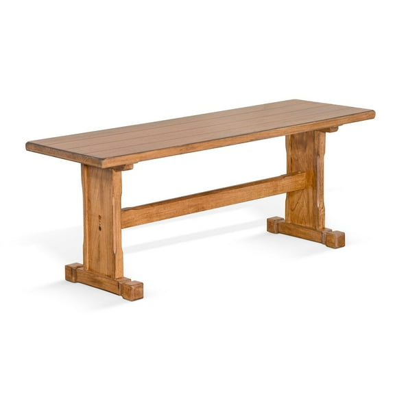 Sunny Designs Sedona 18.5" Farmhouse Mindi Wood Nook Side Bench in Rustic Oak