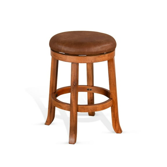 Sunny Designs 24" Sedona Wood Backless Swivel Stool in Rustic Oak (Set of 2)
