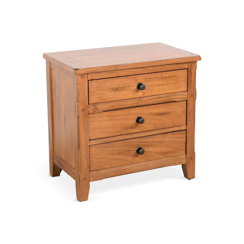 Sedona 29" Rustic Oak 3-Drawer Traditional Nightstand