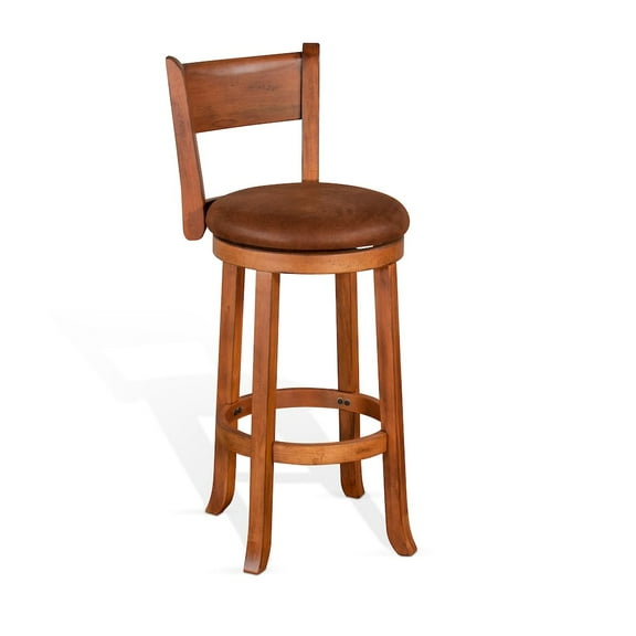 Sunny Designs 30" Sedona Mahogany Wood Swivel Barstool in Rustic Oak (Set of 2)