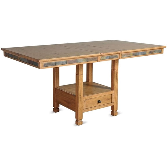 Sunny Designs Sedona 42" Traditional Wood Dining Table in Rustic Oak