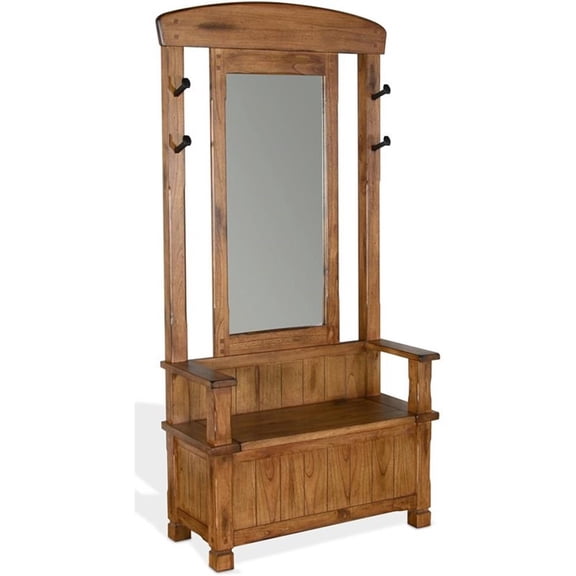 Sunny Designs Sedona 78" 4-hook Farmhouse Wood Hall Tree in Rustic Oak