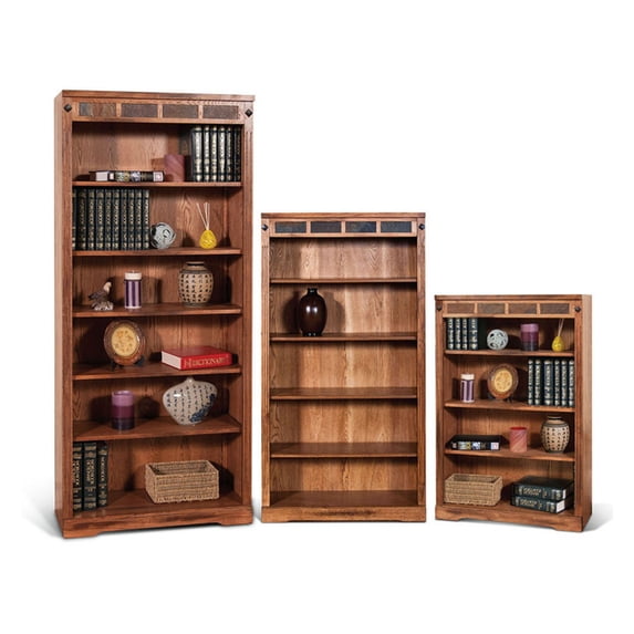 Sunny Designs Sedona 60" Adjustable Shelf Wood Bookcase in Rustic Oak
