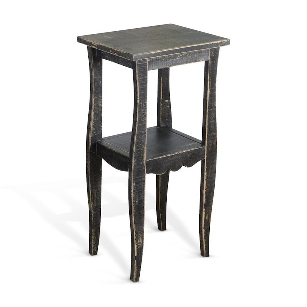 Marina Black Sand Solid Wood End Table with Shelf
