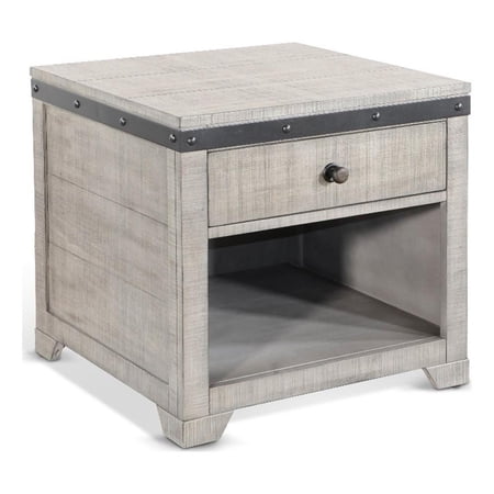 Sunny Designs Traditional Mahogany Wood End Table in Alpine Gray