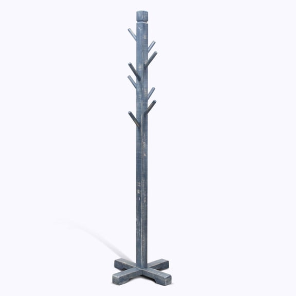 Sunny Designs Traditional Solid Wood Hat Rack with 8-Prong Hooks in Blue