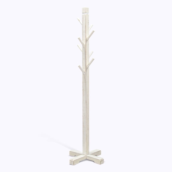 Sunny Designs Traditional Solid Wood Hat Rack with 8-Prong Hooks in White Sand