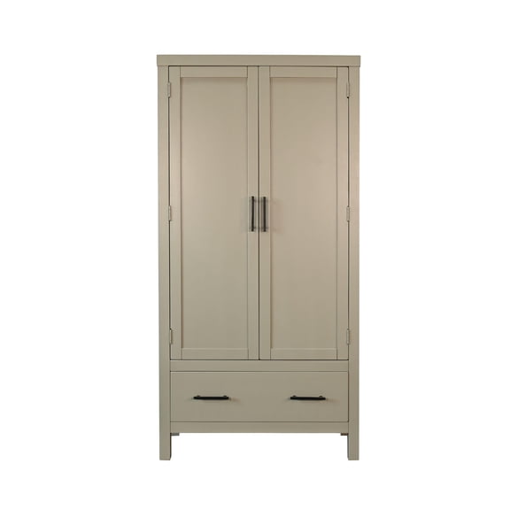 Sunny Designs Transitional Linen Cabinet with Shelves and Deep Storage Drawer