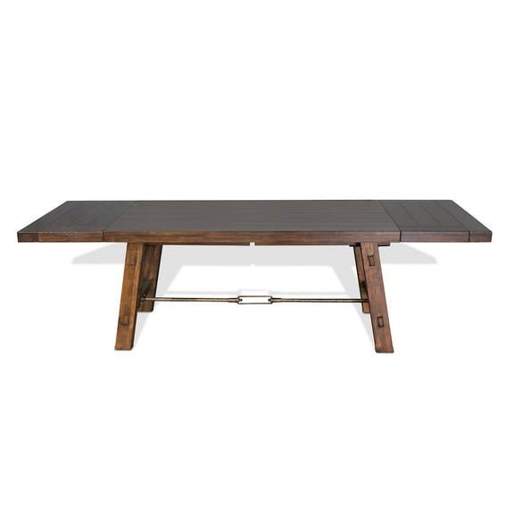 Sunny Designs Tuscany 106" Farmhouse Wood Extension Table in Medium Brown