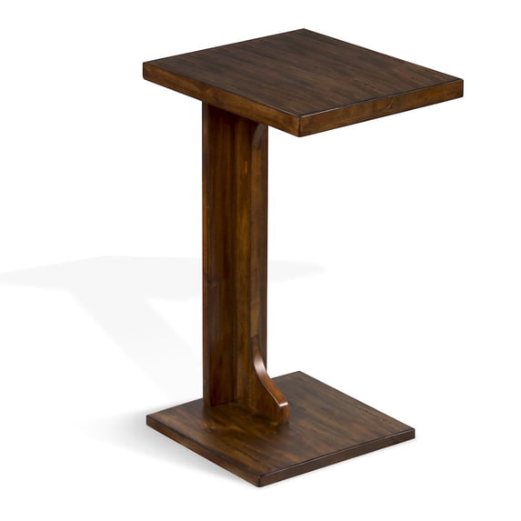 Sunny Designs Tuscany 12.5" Transitional Wood Sofa Mate Table in Medium Brown