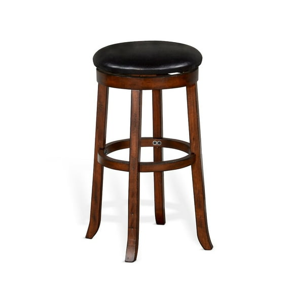 Sunny Designs 30" Tuscany Wood Backless Swivel Stool in Medium Brown (Set of 2)