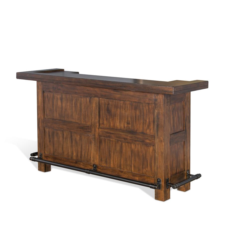 Sunny Designs Tuscany 78" Farmhouse Wood Bar Unit in Medium Brown