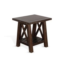 Sunny Designs Vivian 24" Farmhouse Mahogany Wood End Table in Dark Brown