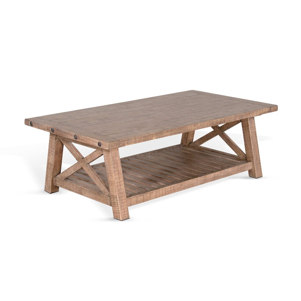Vivian 52" Light Brown Mahogany Wood Rectangular Coffee Table