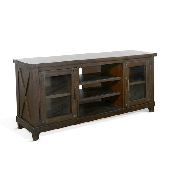 Sunny Designs Vivian 64" Traditional Mahogany Media Console in Raisin/Brown