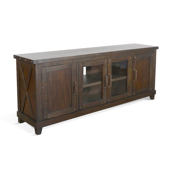 Sunny Designs Vivian 74" Traditional Mahogany Media Console in Raisin/Brown