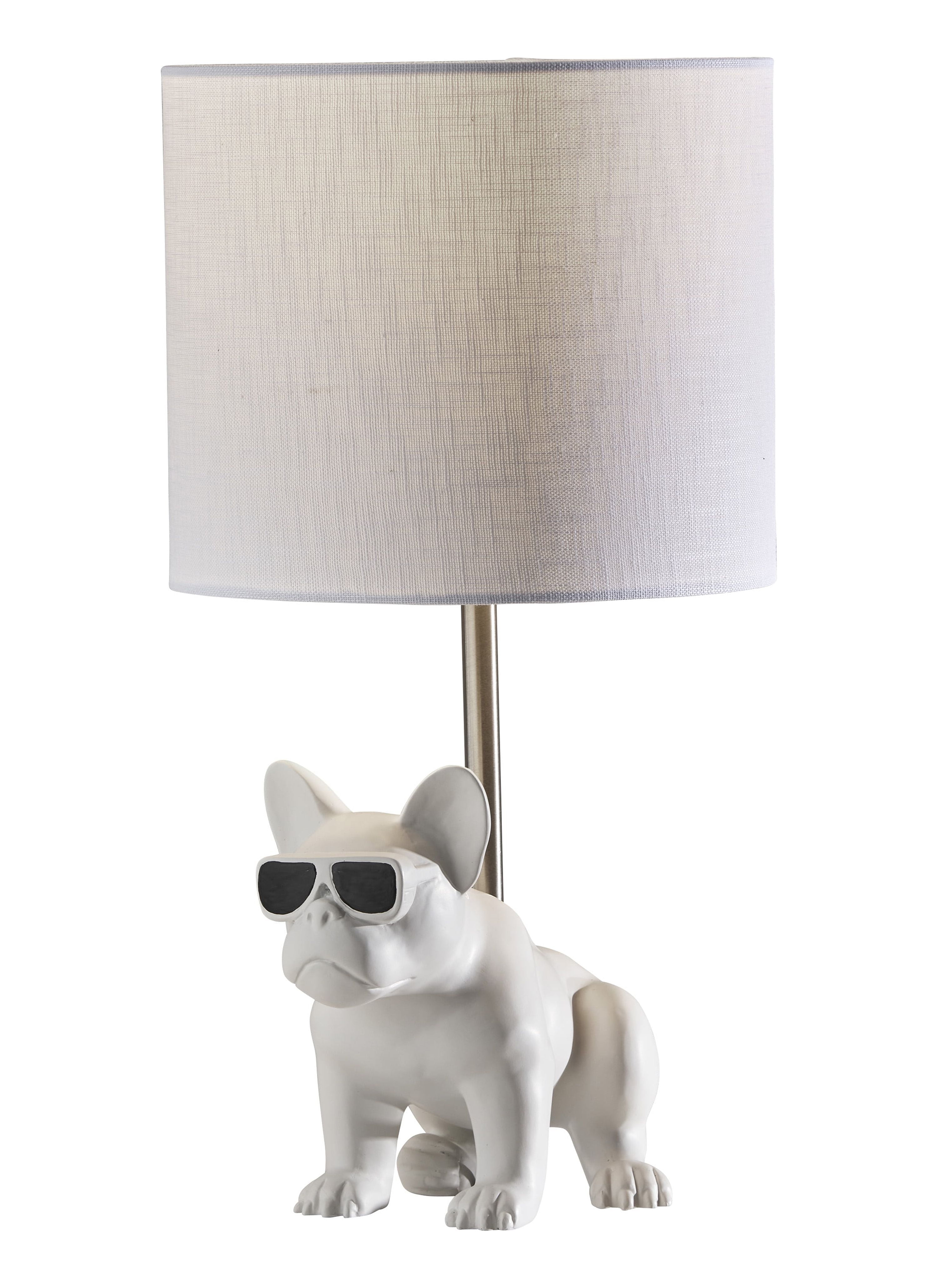 White Bulldog Novelty Table Lamp with Textured Shade