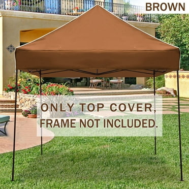 Sunny Ez 117” x 117” Brown Pop Up Outdoor Canopy, Polyester UV Rays Protection
